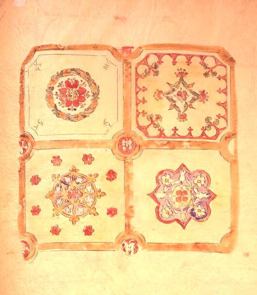 Projekt sufitu do Pałacu Westminsterskiego (pióro i tusz oraz akwarela na papierze) autorstwa Augustus Welby Northmore Pugin