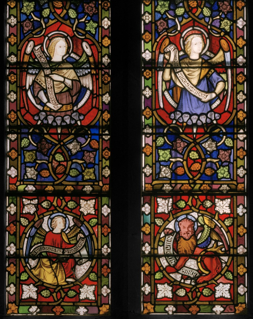 Chrystus otoczony przez anioły, detal, 1850 (witraż) autorstwa Augustus Welby Northmore Pugin
