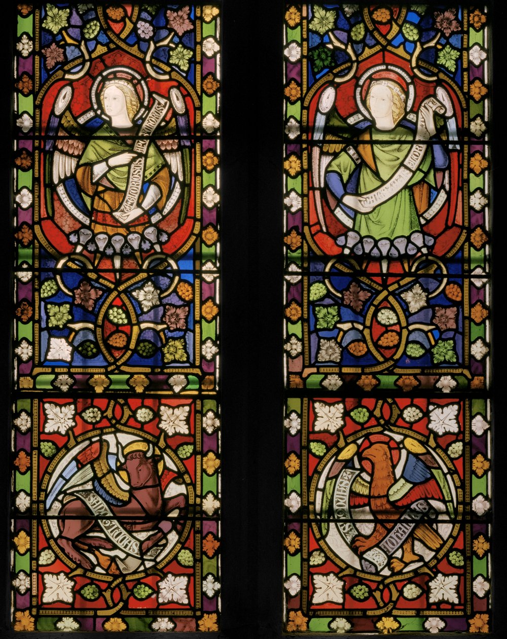 Chrystus otoczony przez anioły, detal, 1850 (witraż) autorstwa Augustus Welby Northmore Pugin