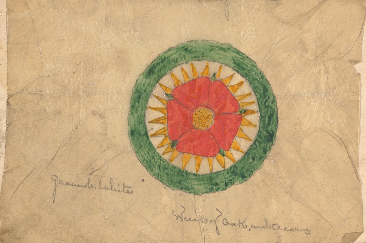 Projekt wieńca z dębu i żołędzi, prawdopodobnie związany z projektami krzesła marszałka autorstwa Augustus Welby Northmore Pugin