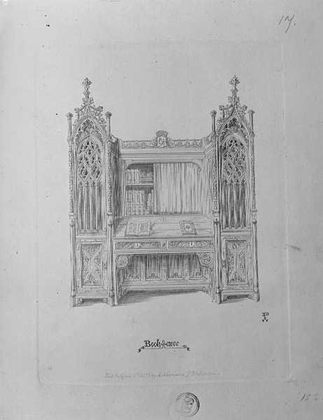 Projekt gotyckiej biblioteczki, ok.1835 autorstwa Augustus Welby Northmore Pugin