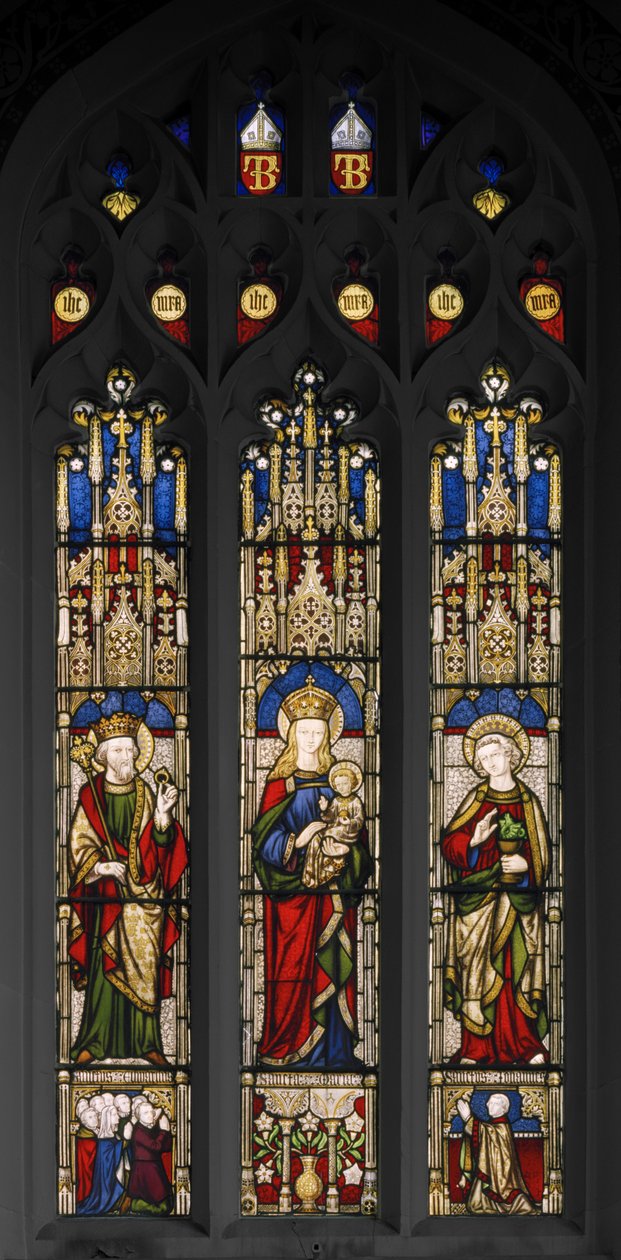 Edward Wyznawca, Dziewica z Dzieciątkiem i św. Jan Ewangelista, 1846 (witraże) autorstwa Augustus Welby Northmore Pugin