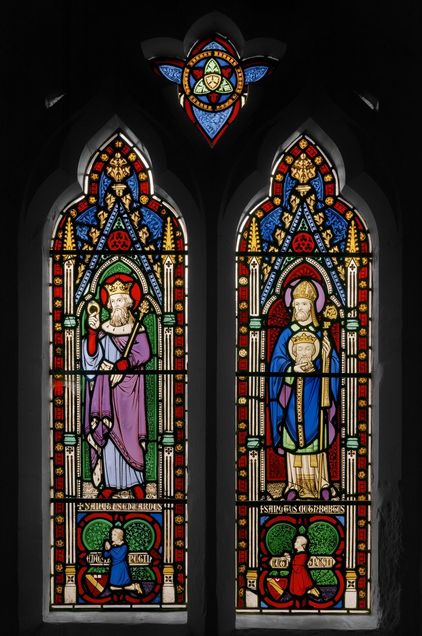 Edward Wyznawca i św. Cuthbert, okno w kaplicy, ok. 1844 (witraże) autorstwa Augustus Welby Northmore Pugin