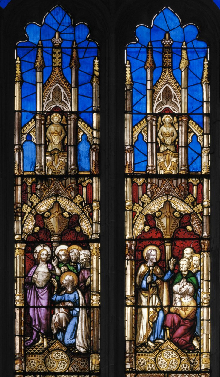 Wydarzenia z życia św. Tomasza Apostoła, detal, ok. 1843 r. (witraż) autorstwa Augustus Welby Northmore Pugin
