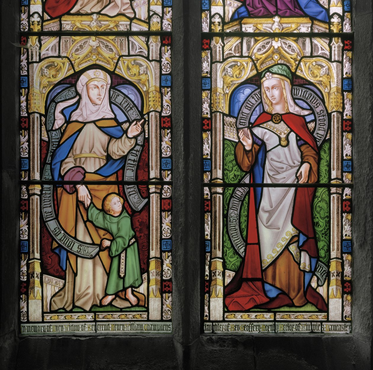 Hannah z młodym Samuelem i Dorcas, 1852 (witraż) autorstwa Augustus Welby Northmore Pugin