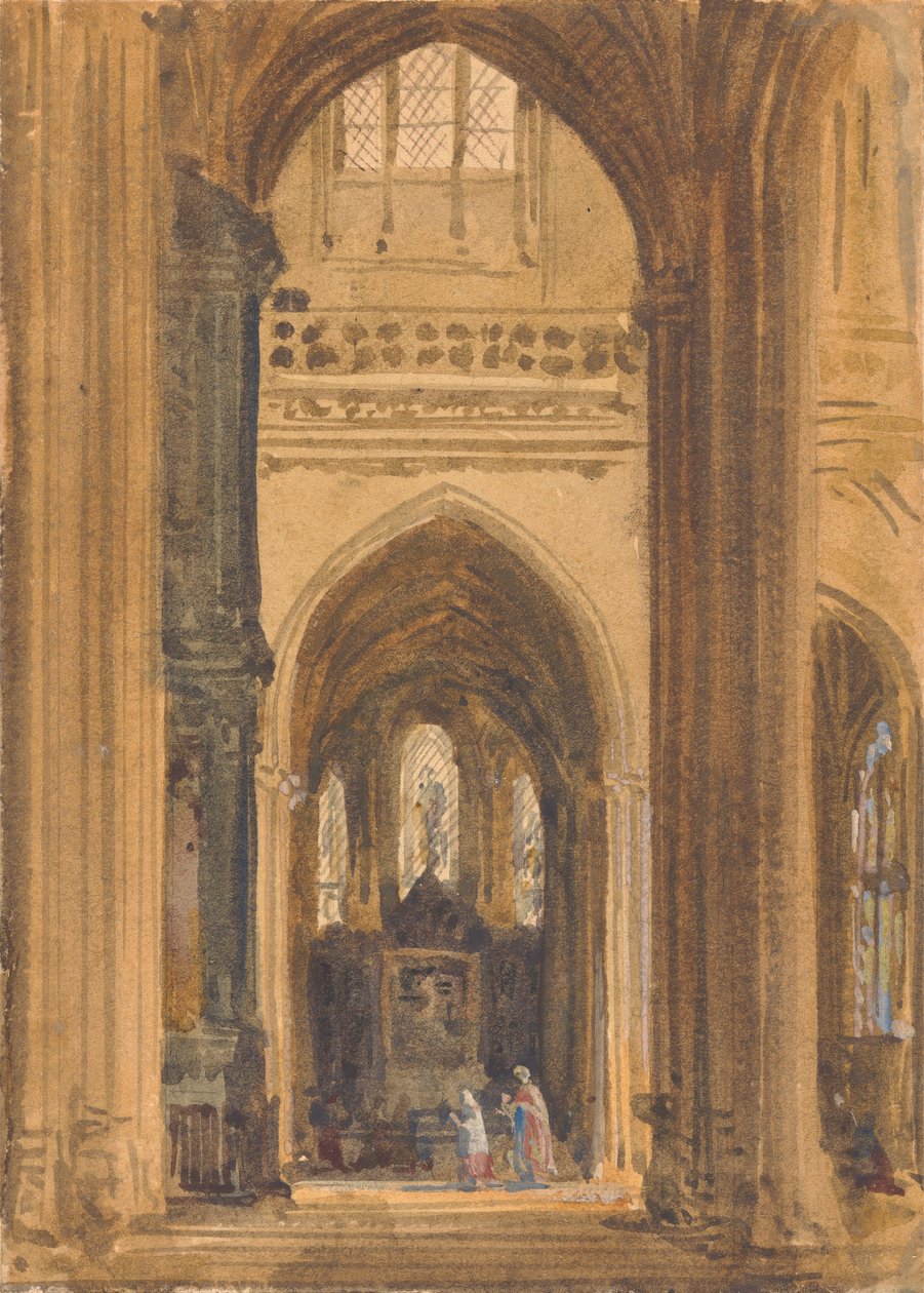 Wnętrze gotyckiego kościoła autorstwa Augustus Welby Northmore Pugin