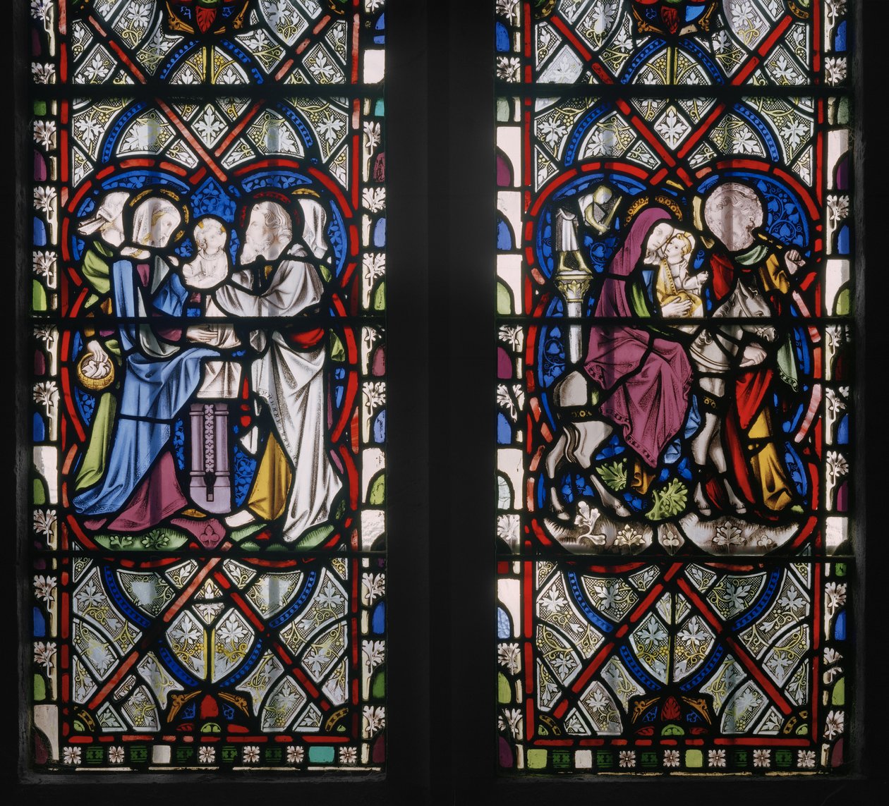 Okno Kaplicy Marii ze scenami z życia Marii, detal, 1851 (witraż) autorstwa Augustus Welby Northmore Pugin