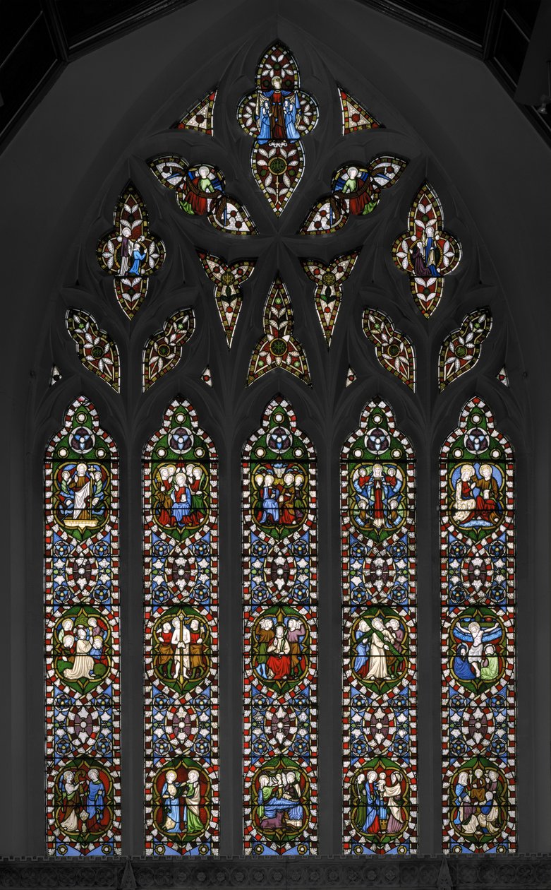 Tajemnice Różańcowe, Okno Wschodnie Kaplicy, 1847 (witraż) autorstwa Augustus Welby Northmore Pugin