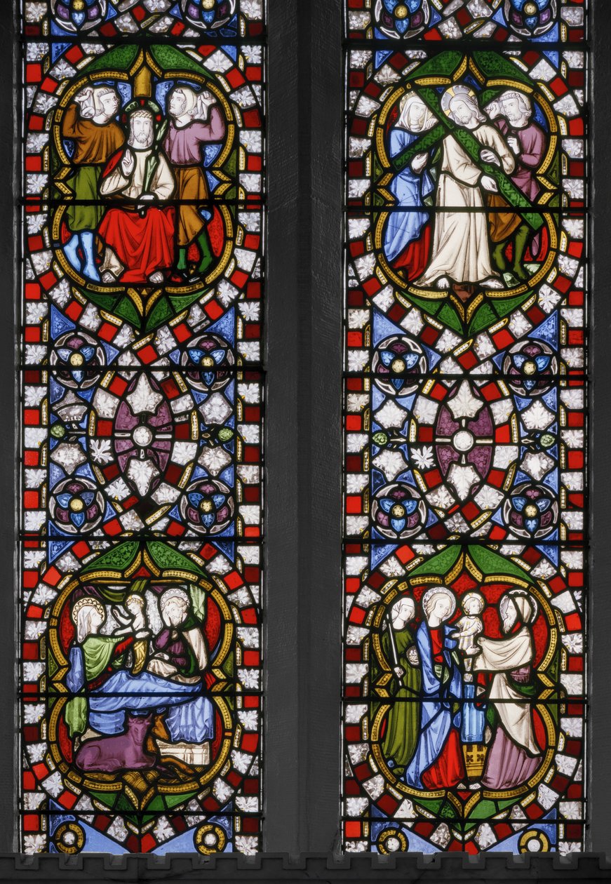 Tajemnice Różańcowe, Okno Wschodnie Kaplicy, detal, 1847 (witraż) autorstwa Augustus Welby Northmore Pugin