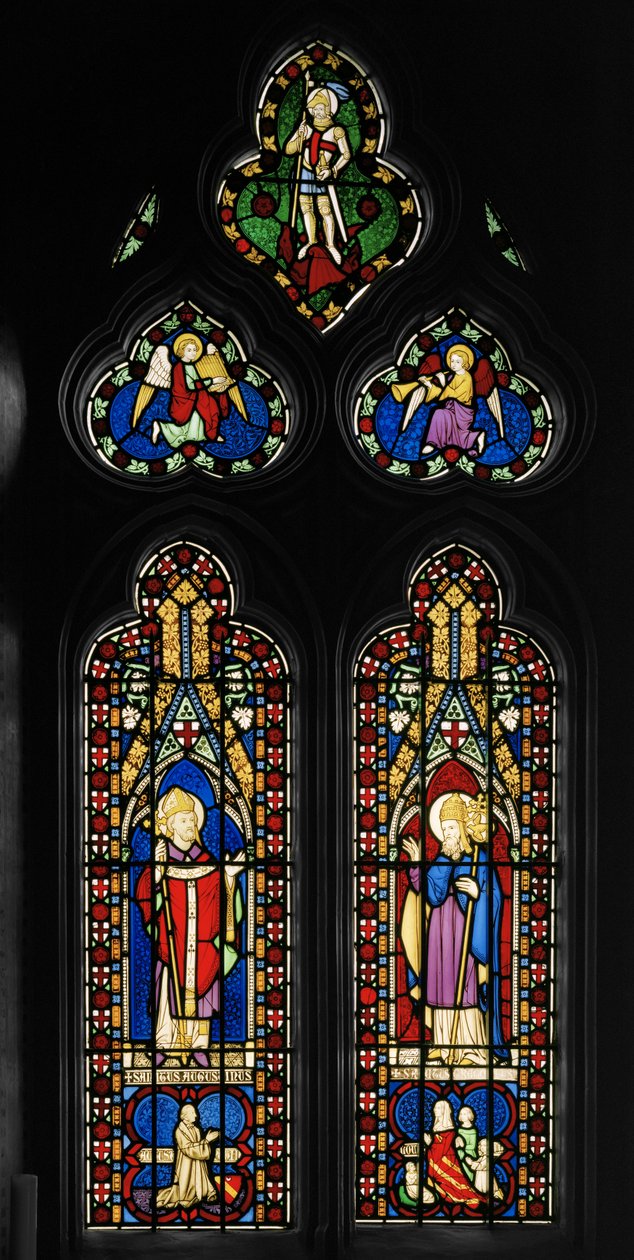 Św. Augustyn i św. Grzegorz, Okno wschodnie kaplicy, ok. 1844 (witraże) autorstwa Augustus Welby Northmore Pugin