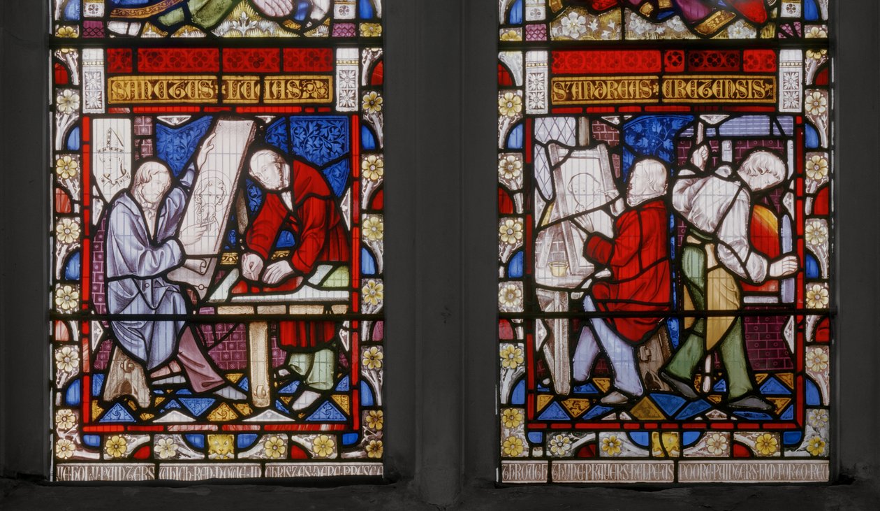 Okno św. Łukasza, detal, 1853 (witraż) autorstwa Augustus Welby Northmore Pugin