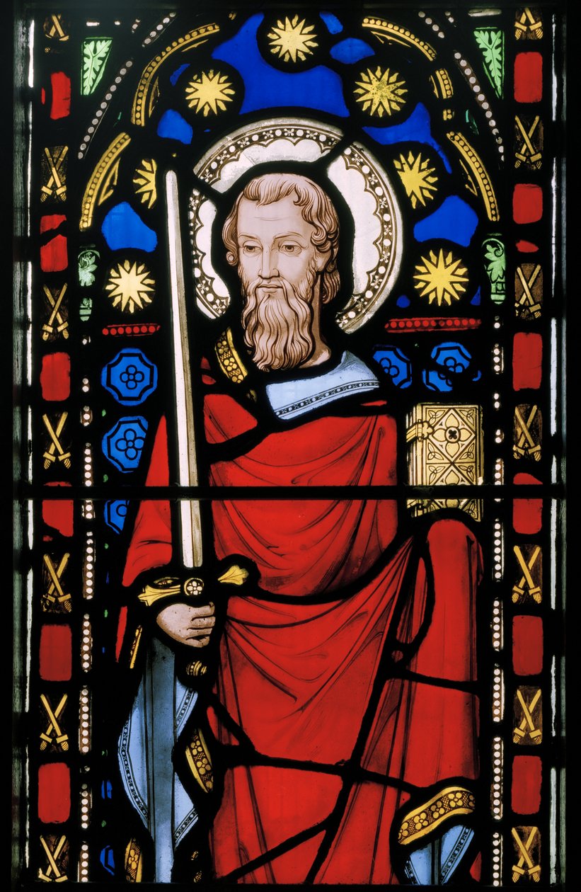 Św. Paweł, detal, ok.1845 (witraż) autorstwa Augustus Welby Northmore Pugin