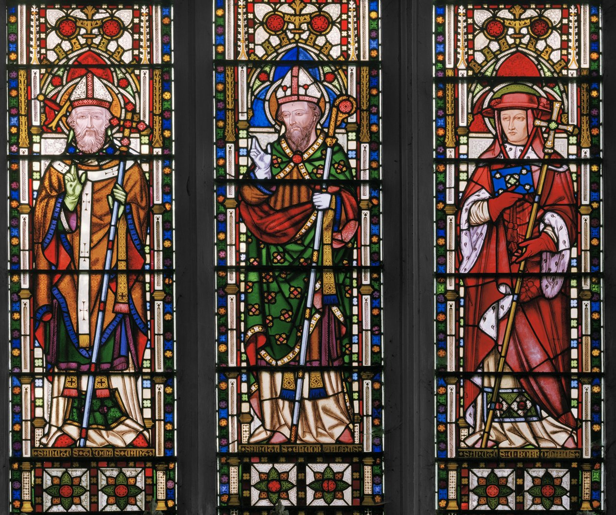 Panna i Chrystus ze świętymi, okno wschodnie, detal, 1847-48 (witraż) autorstwa Augustus Welby Northmore Pugin
