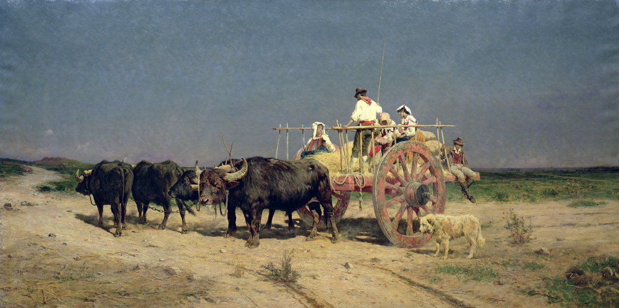 Wagon z Buffalo przy plaży autorstwa Aurelio Tiratelli