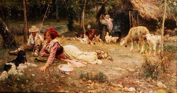 Włoska scena na farmie autorstwa Aurelio Tiratelli