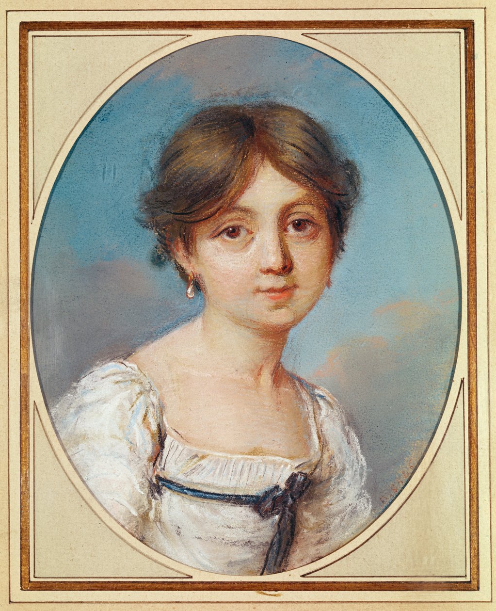 Amandine Aurore Lucile Dupin (1804-76) jako dziecko, ok. 1809 (pastel na papierze) autorstwa Aurore Dupin de Francueil