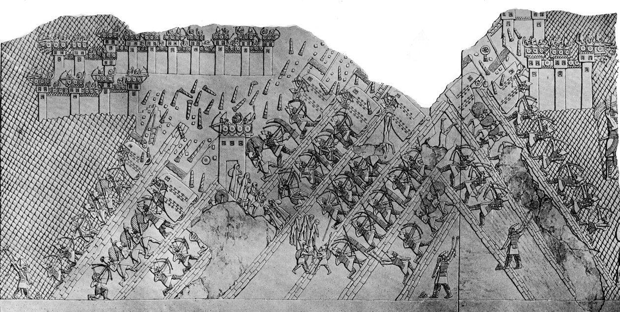 Napaść na miasto Lachish, 700-692 pne, ok. 1900-1920. autorstwa Austen Henry Layard