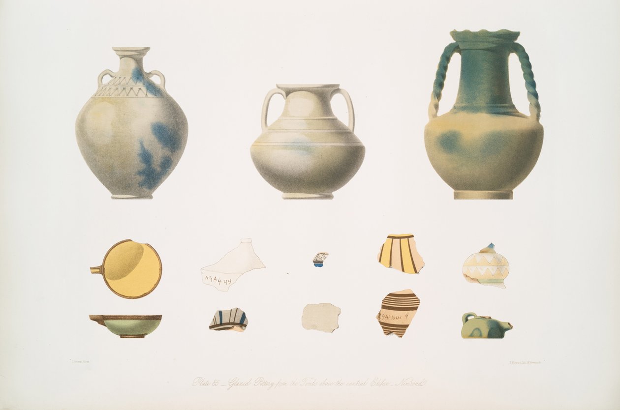 Glazurowana ceramika z grobowców nad centralnym gmachem, Nimroud [Calah] autorstwa Austen Henry Layard