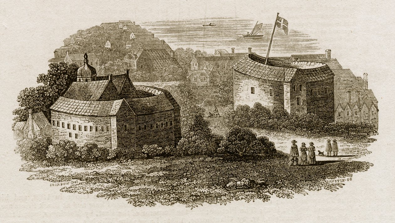 Bear Garden and Globe Theatre, Southwark, Londyn, c1600 c1815 autorstwa Austin