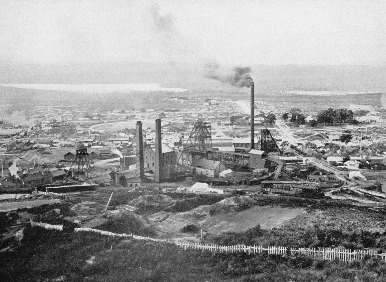 Kopalnia złota na Tasmanii, Beaconsfield, Tasmania, ok. 1900 r., z książki "Pod Krzyżem Południa - spojrzenie na Australię", opublikowanej w 1908 r. autorstwa Australian Photographer