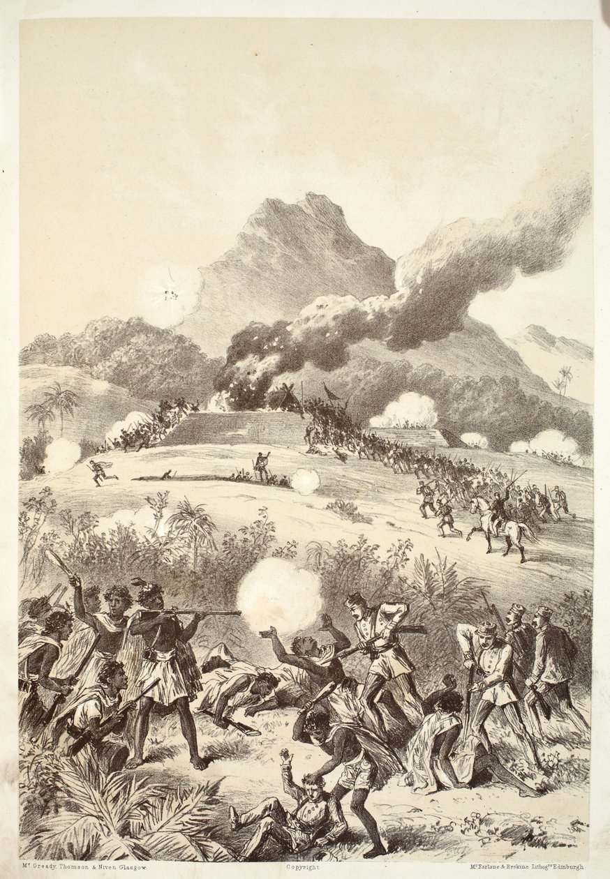 Biorąc redutę Maorysów, z Historii Australazji autorstwa Davida Blaira, McGrady, Thomson i Niven, 1879 autorstwa Australian School