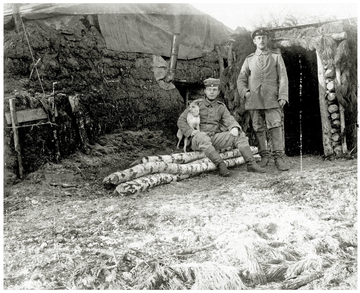 Żołnierze austriaccy z psem, 1914-18 autorstwa Austrian Photographer