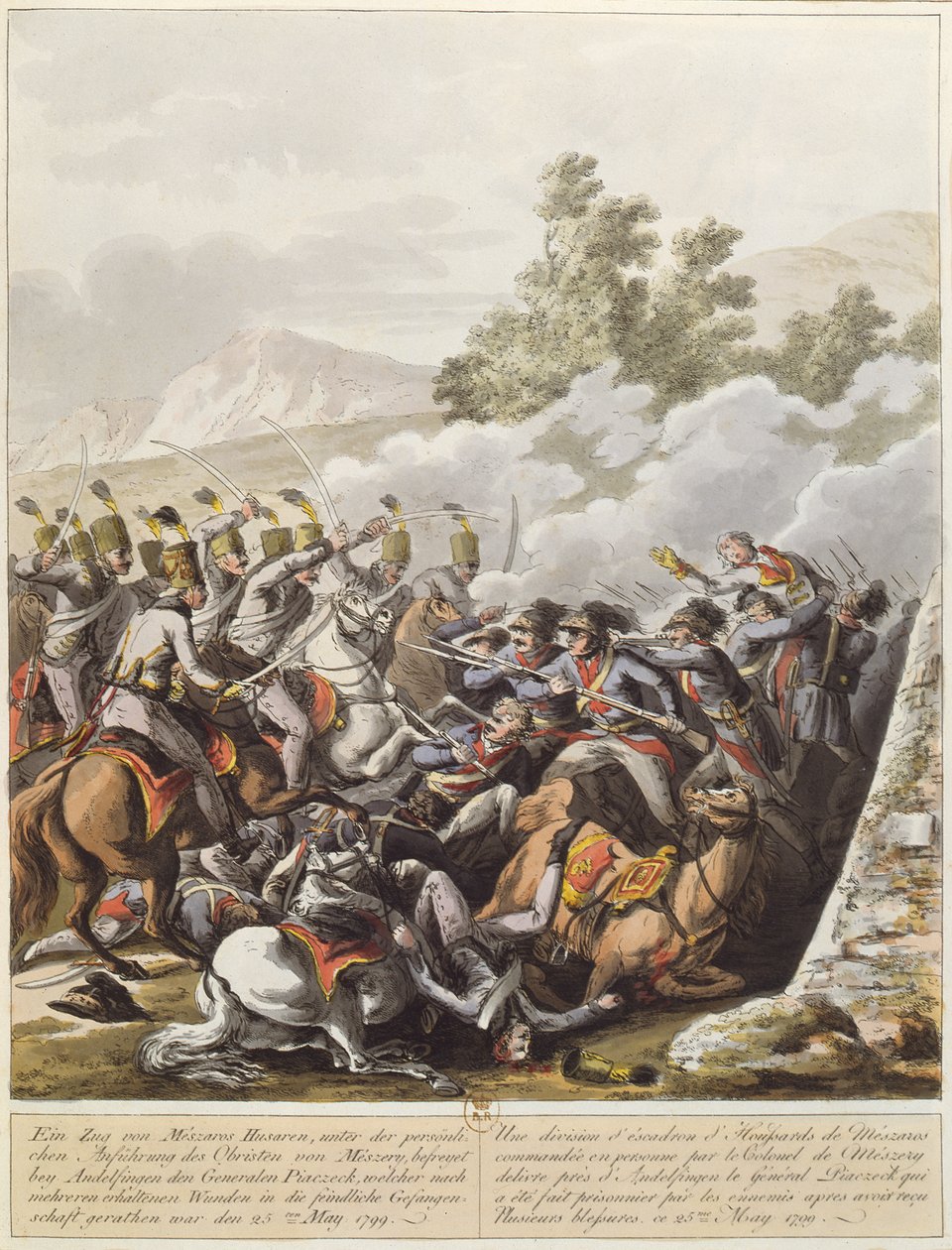 Incydent podczas francuskich wojen rewolucyjnych w Szwajcarii 25 maja 1799 w Andelfingen, ok. 1800 autorstwa Austrian School