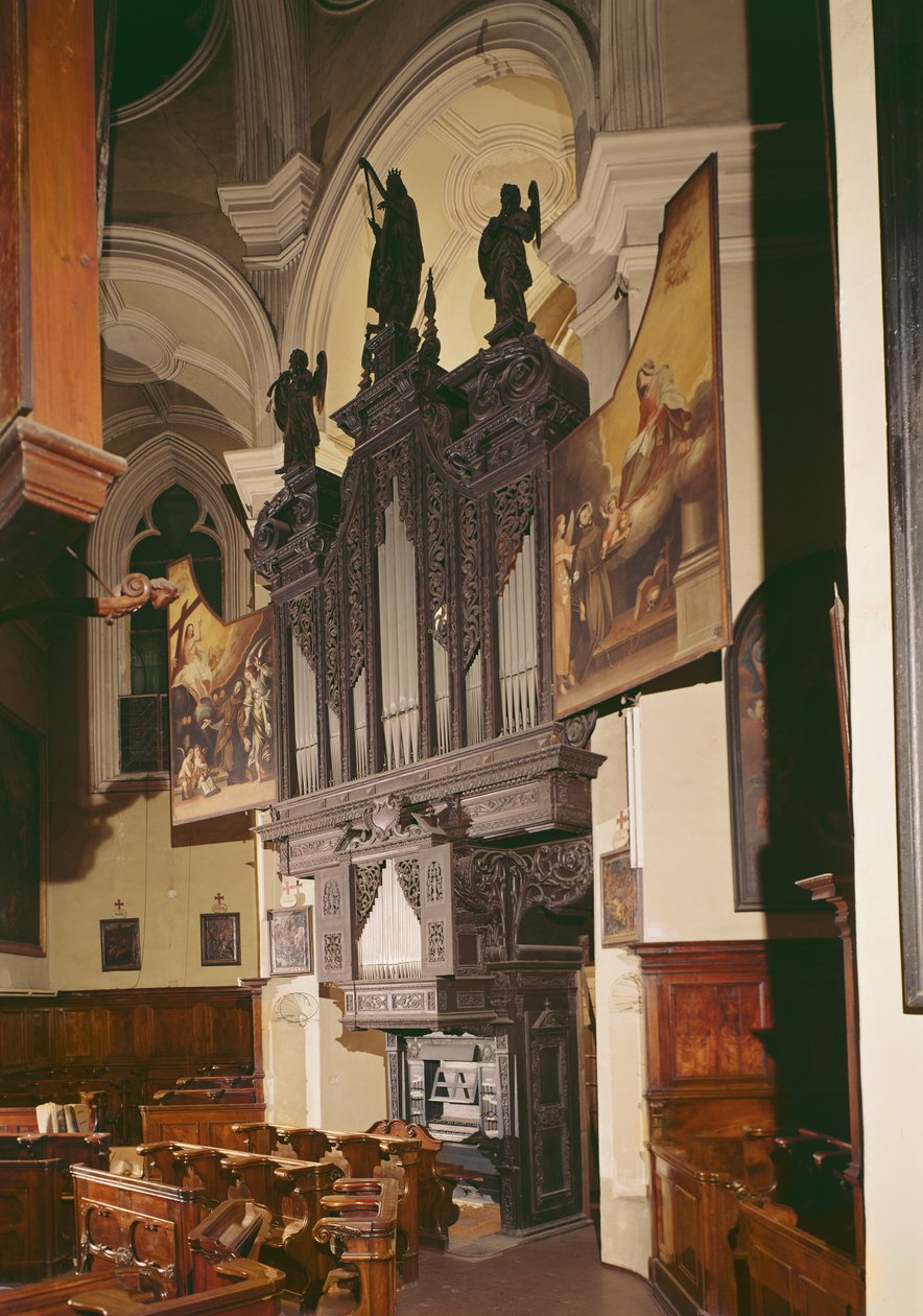 Widok organów w Franziskanerkirche, Wiedeń, 1643 (media mieszane) autorstwa Austrian School