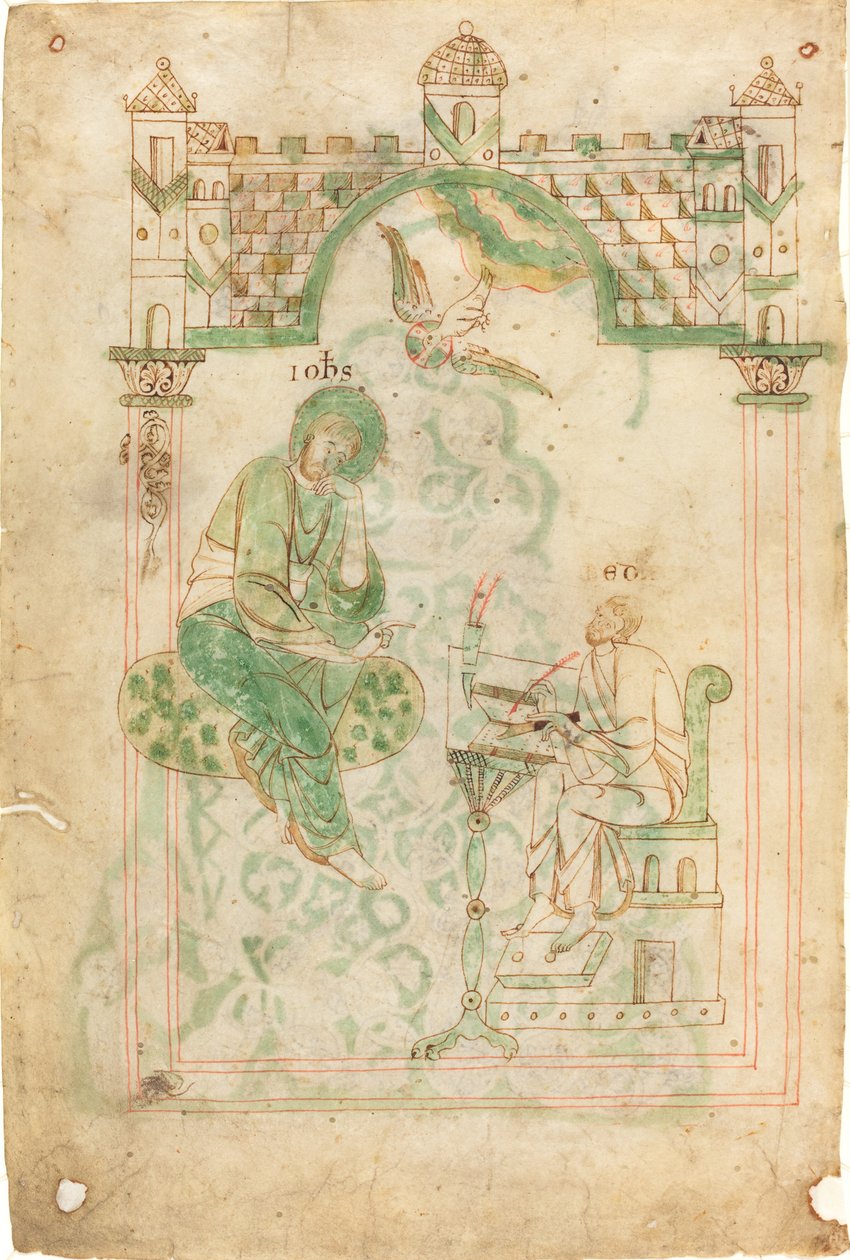 Św. Jan dyktuje czcigodnemu Bede autorstwa Austrian 12th Century