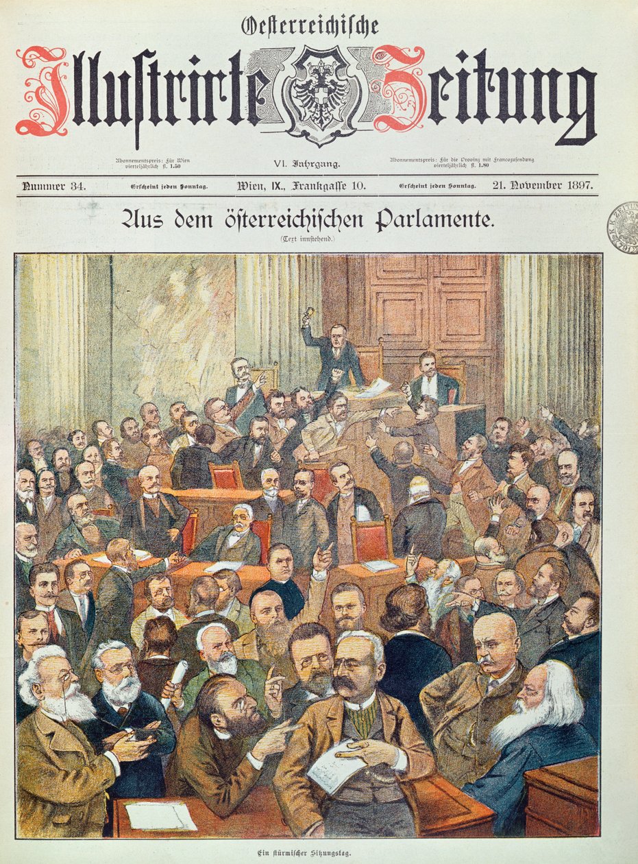 Burzliwa sesja w austriackim parlamencie w Wiedniu, 1897 autorstwa Austrian School