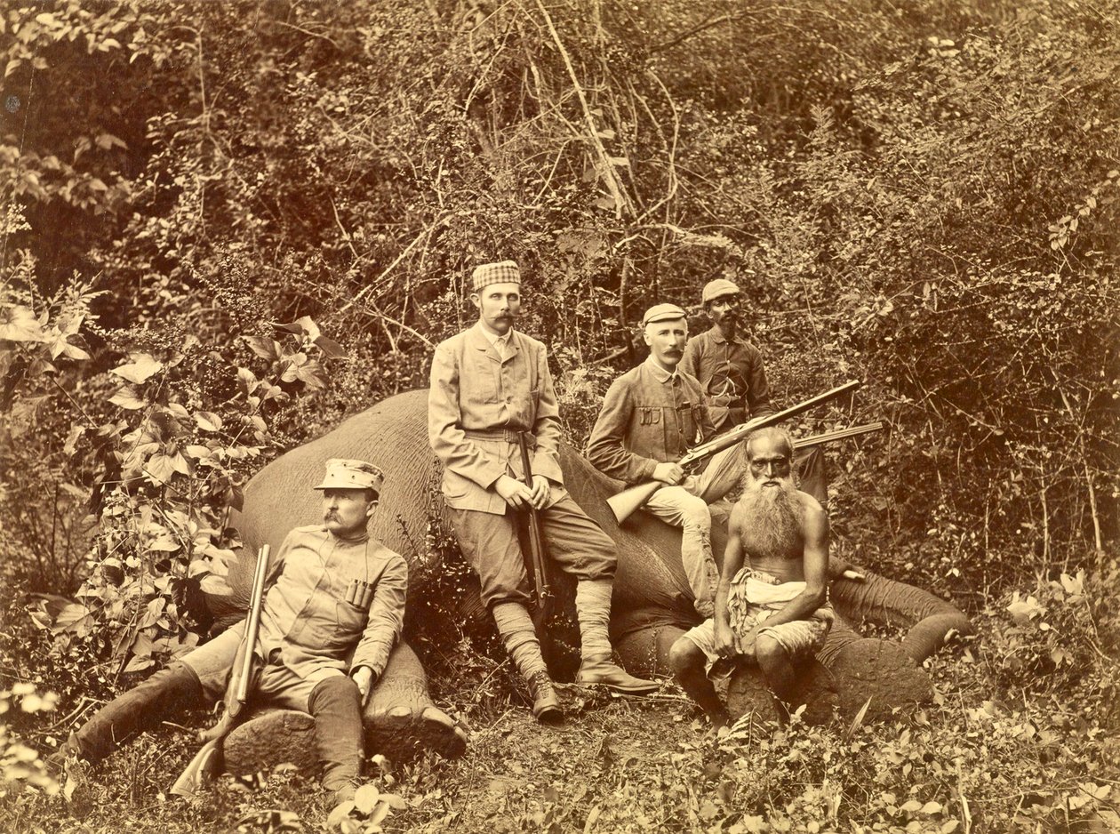 Arcyksiążę Franciszek Ferdynand po polowaniu, Sri Lanka ok. 1892 r. autorstwa Austrian School