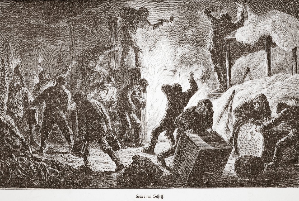 Pożar na pokładzie statku, 1876 autorstwa Austrian School