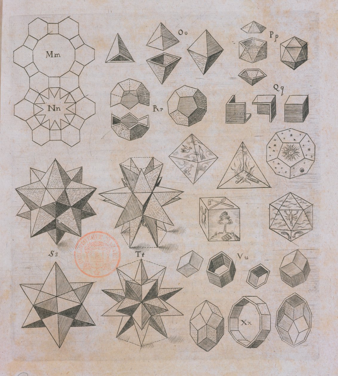 Kształty geometryczne, z Harmonices Mundi Johannesa Keplera (1571-1630) opublikowanego w Linz, 1619 autorstwa Austrian School