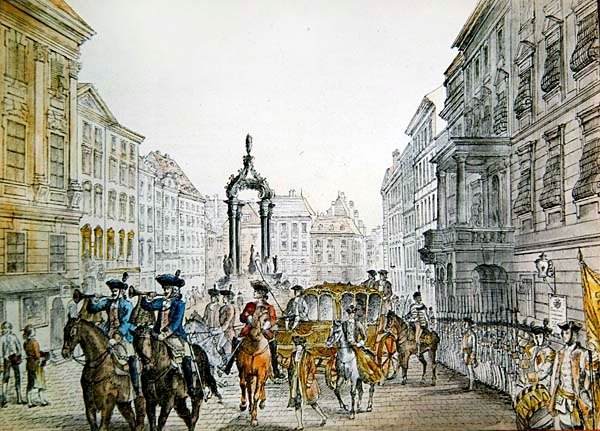 Orszak cesarski w Graben, Wiedeń, początek XIX wieku (grafika) autorstwa Austrian School