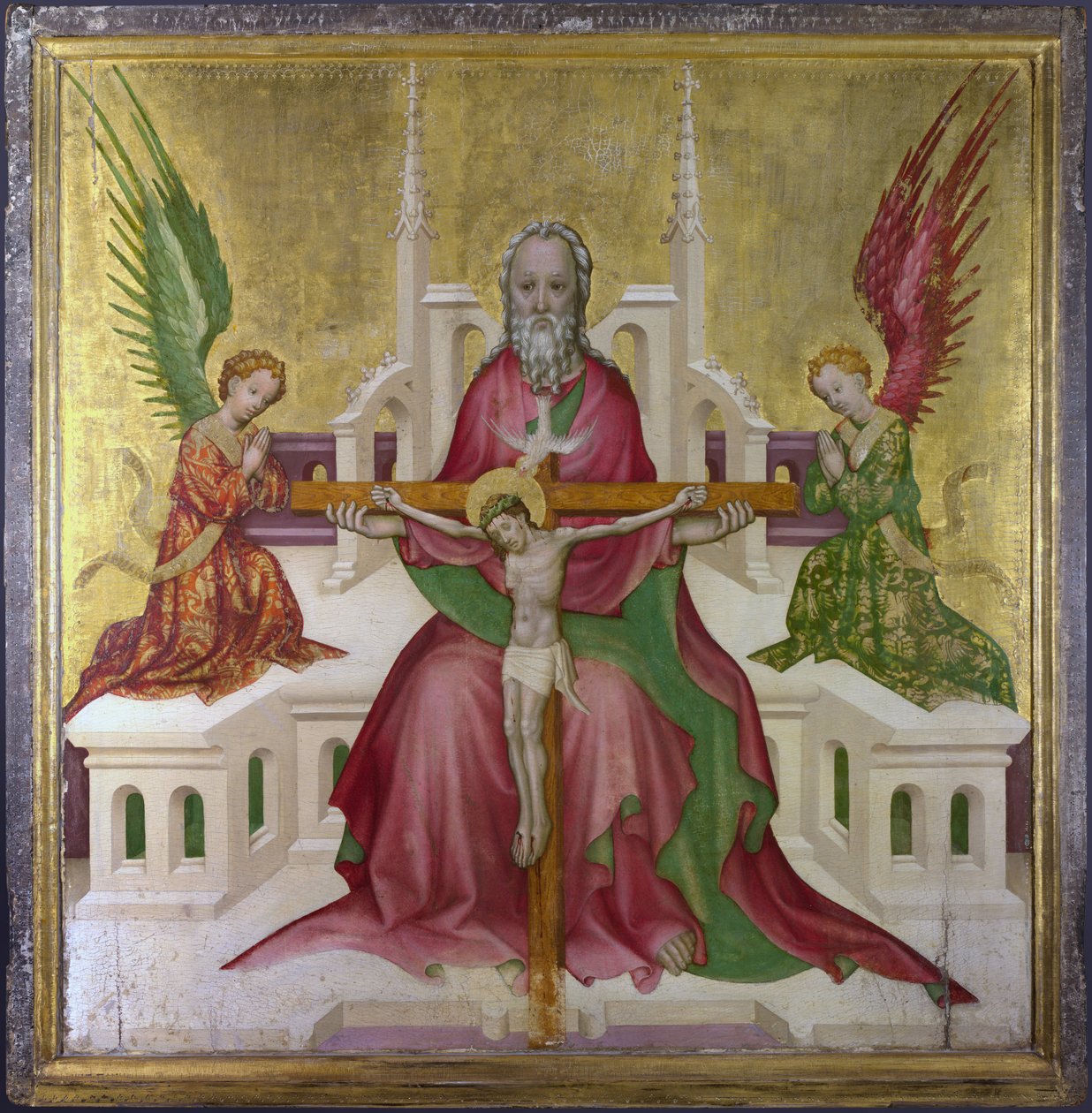 "Święta Trójca i Chrystus Ukrzyżowany" Obraz Szkoły Austriackiej, ok. 1410, wymiary 118,1 x 114,9 cm London National Gallery autorstwa Austrian School