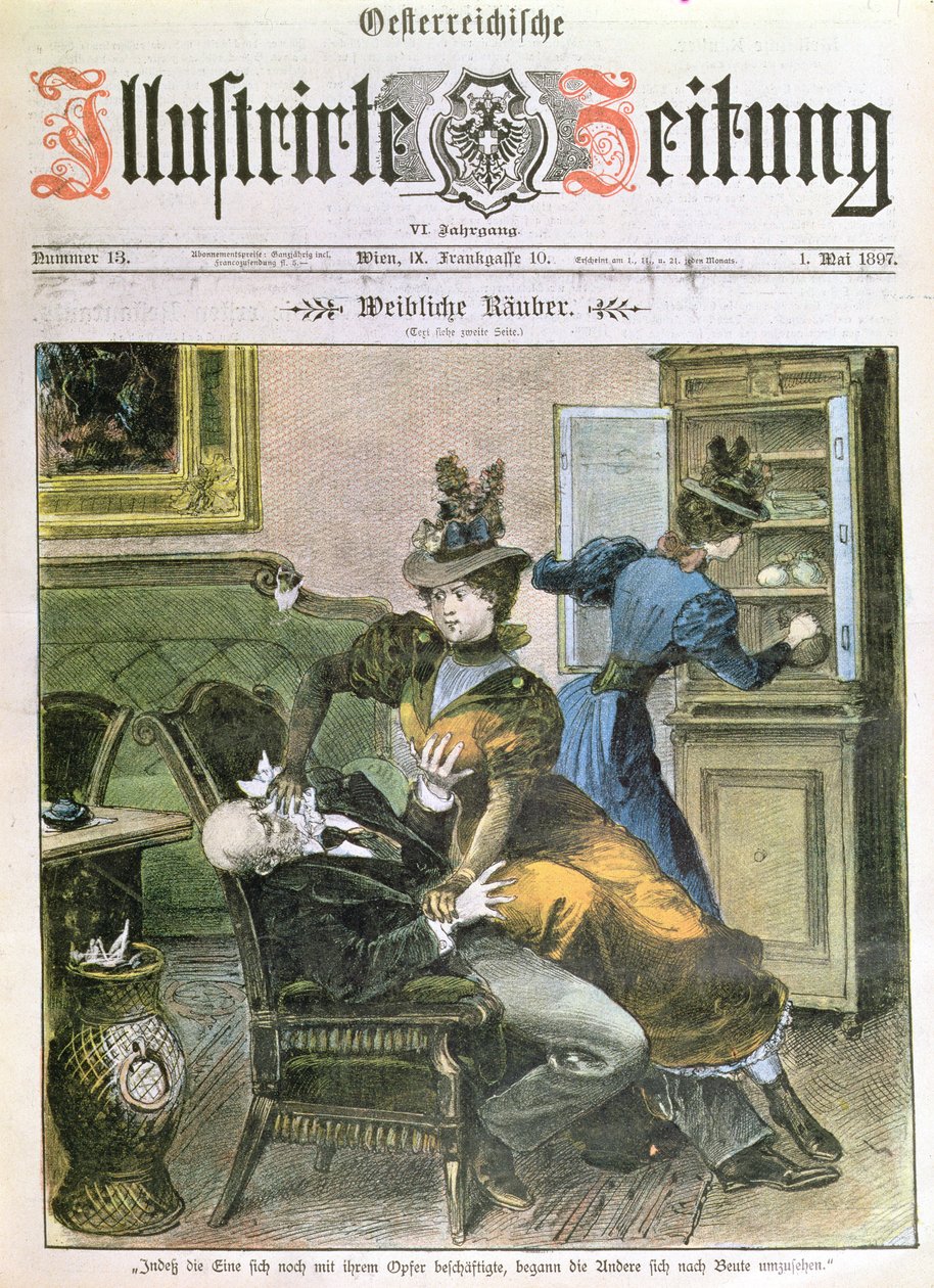 Lady Robbers, pierwsza strona Illustrierte Zeitung, maj 1897 autorstwa Austrian School