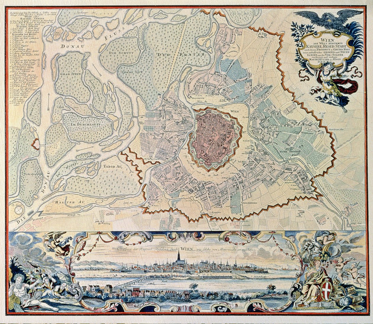 Plan miasta Wiednia, po rycinie z 1720 r. (grafika) autorstwa Austrian School