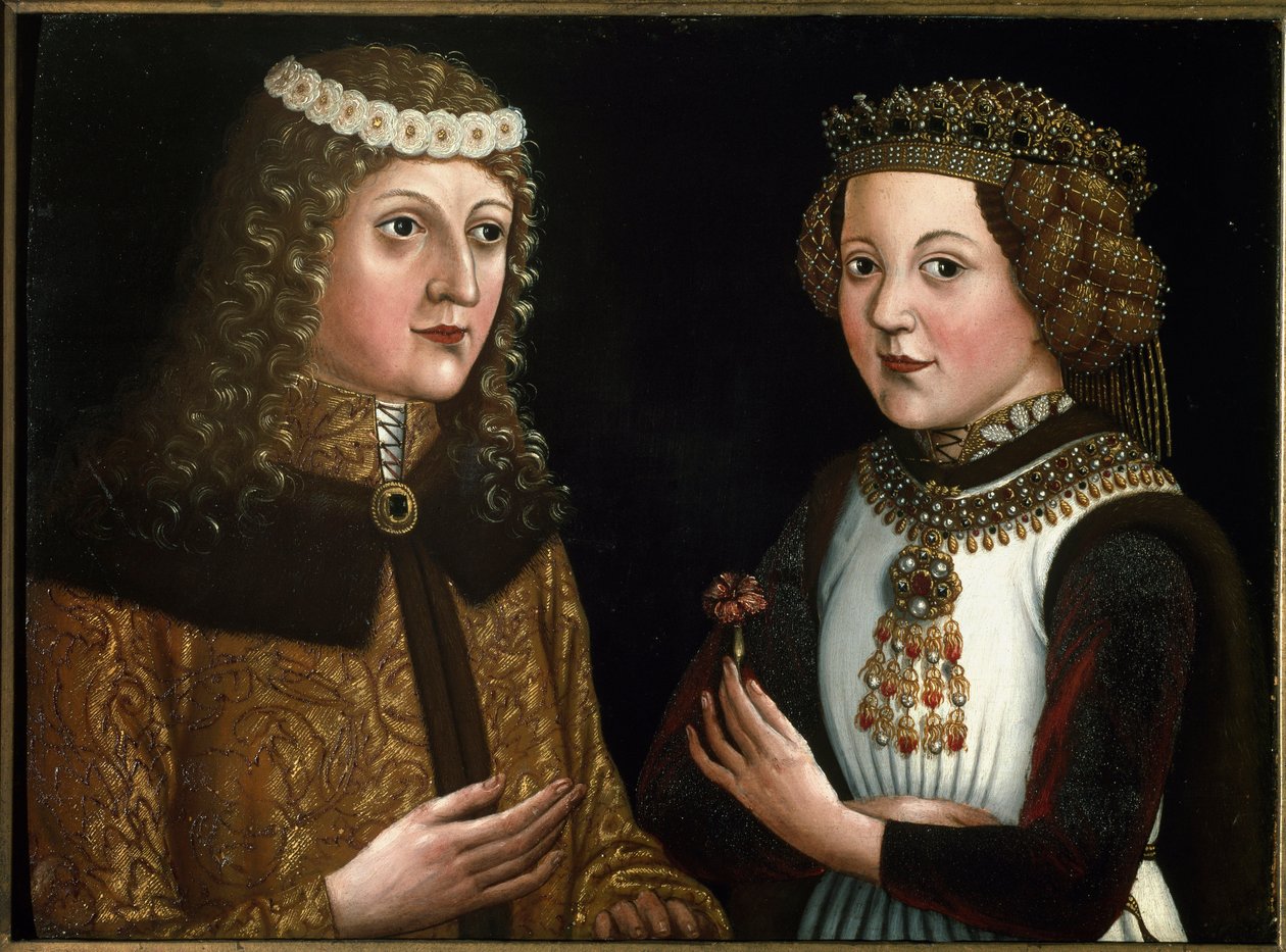 Portret Władysława Pośmiertnego, króla Czech, Węgier i Chorwacji z narzeczoną Magdaleną von Valois autorstwa Austrian School