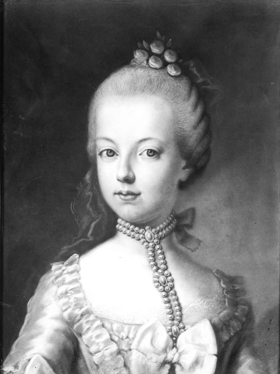 Portret Marii Antoniny (1755-93) Habsbursko-Lotaryńskiej, ok. 1771 (pastel na papierze) autorstwa Austrian School
