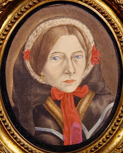 Portret kobiety z czepkiem i czerwoną wstążką, ok. 1830 (gwasz na papierze) autorstwa Austrian School