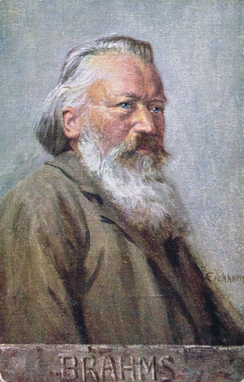 Pocztówka przedstawiająca Johannesa Brahmsa ok. 1910 r. autorstwa Austrian School