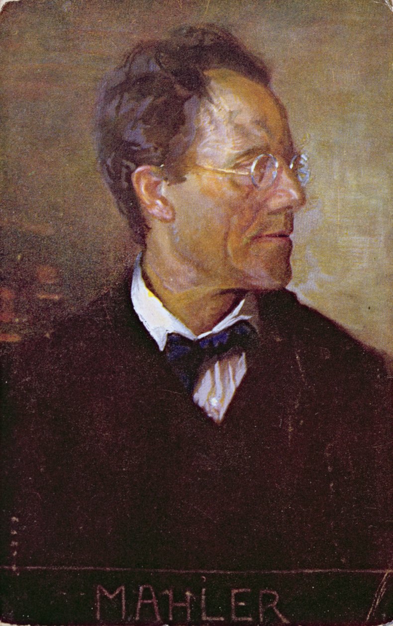 Pocztówka przedstawiająca portret Gustava Mahlera (1860-1911) ok. 1910 r. (kolorowa litografia) autorstwa Austrian School