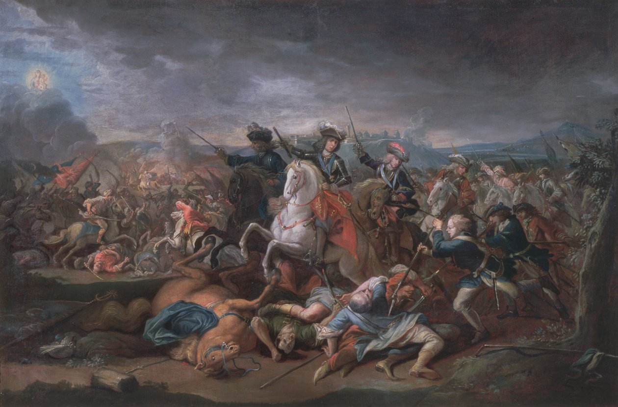 Książę Eugeniusz Sabaudzki (1663-1736) podczas oblężenia Belgradu, 16 sierpnia 1717 r. autorstwa Austrian School
