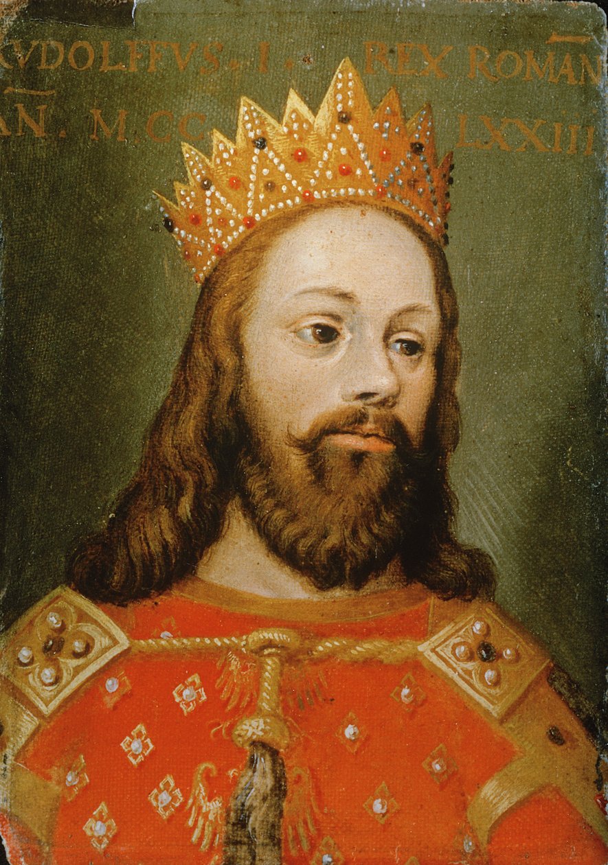 Rudolf I (1218-91) niekoronowany cesarz rzymski, założyciel dynastii Habsburgów (panel) autorstwa Austrian School