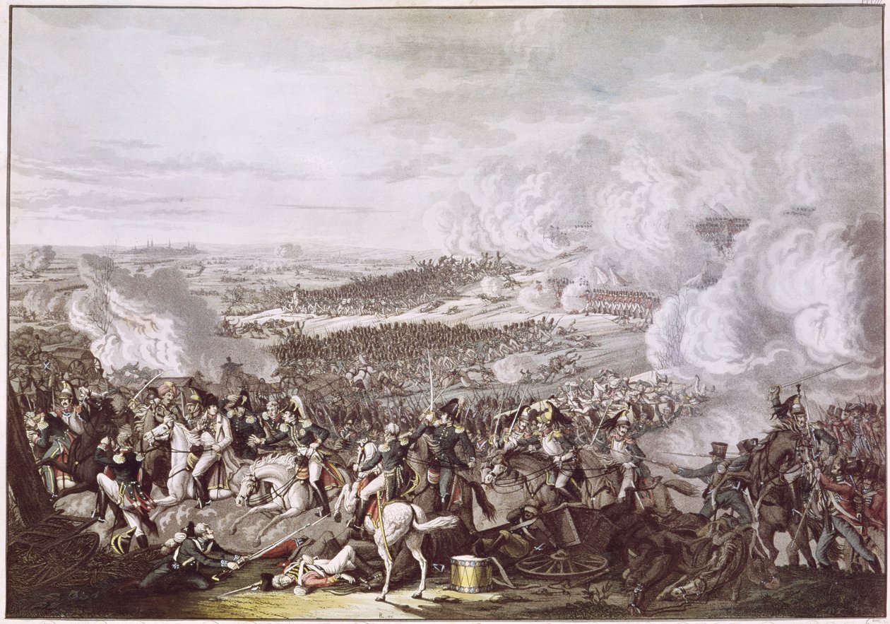 Ucieczka Napoleona (1769-1821) po bitwie pod Waterloo, 18 czerwca 1815, ok. 1815-30 autorstwa Austrian School