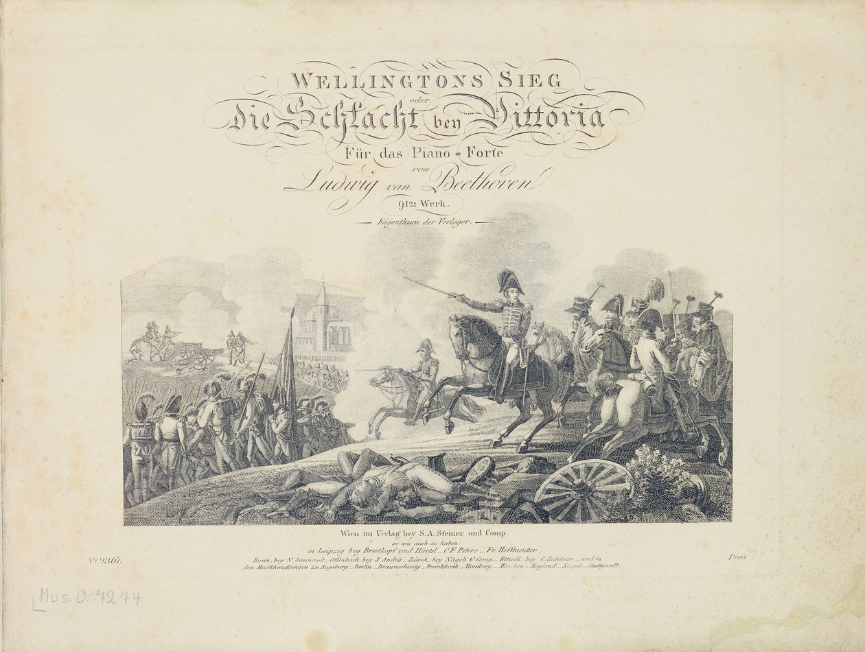 Strona tytułowa z Wellingtons Victory, op. 91, wyd. S.A. Steiner & Comp., Wiedeń autorstwa Austrian School