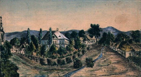 Widok wsi, ok. 1830 (akwarela na papierze) autorstwa Austrian School