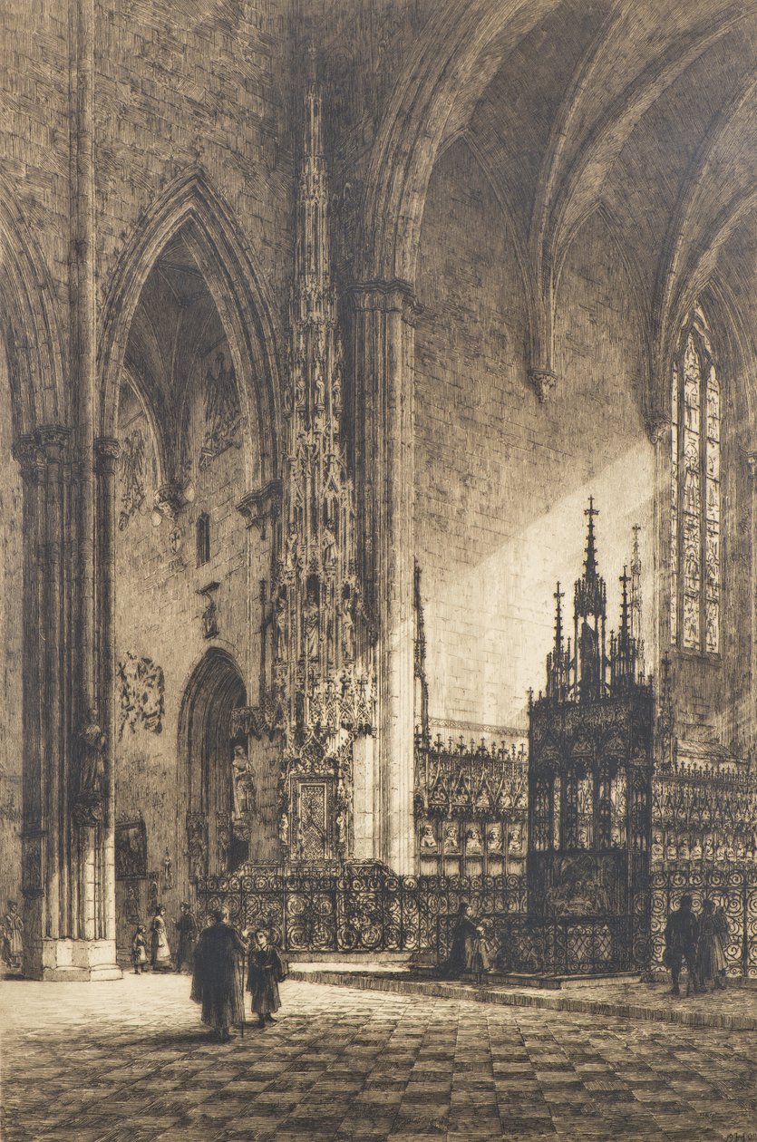 Katedra Ulm, c.1902 (akwaforta) autorstwa Axel Haig