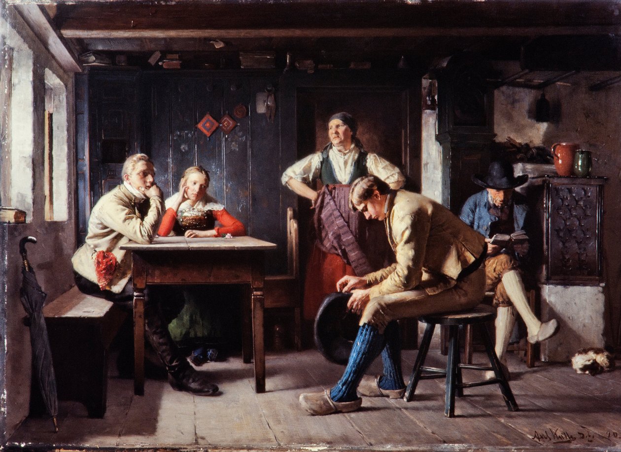 Propozycja (Rywale), ok.1880 (olej na płótnie) autorstwa Axel Kulle