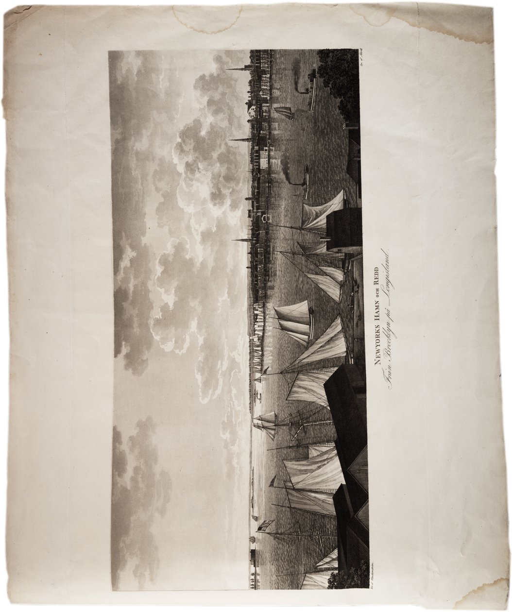 Port w Nowym Jorku, od Brooklynu do Long Island, z Atlasu Stanów Zjednoczonych, 1824 (akwatinta) autorstwa Axel Leonhard Klinckowström
